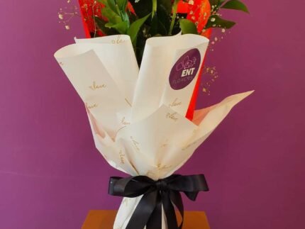 5 Red Rose and very Beautiful wrapping and ribbon.