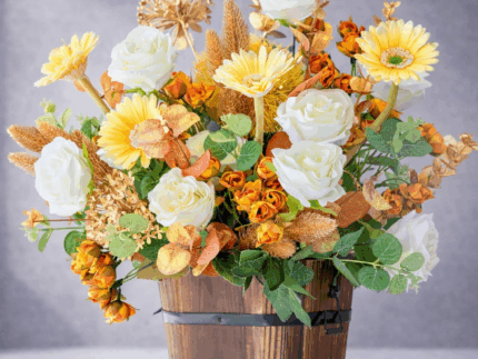 M Wooden Vase Gerbera