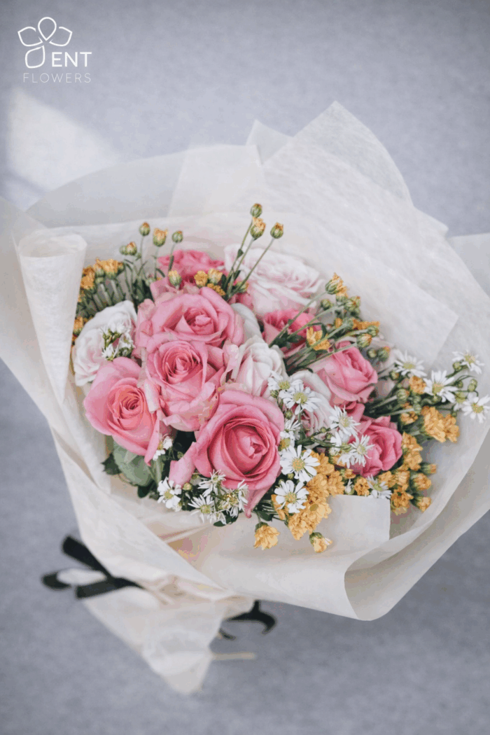 Pink And White Bridal Bouquet - Image 2