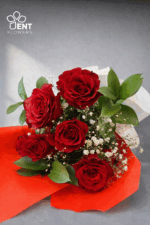 5 Red Rose and very Beautiful wrapping and ribbon. - Image 5